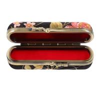 Housoutil Portable Lipstick Holder with Mirror, Zinc Alloy and Fabric Case in Chinese Style Pattern, Small Makeup Organizer for Purse Essentials and Daily Use