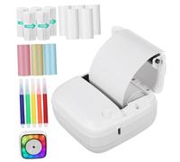 Housoutil Portable Mini Thermal Printer Pocket Inkless Printer Wireless Sticker Making Printing Paper School Supplies for Boys and Girls