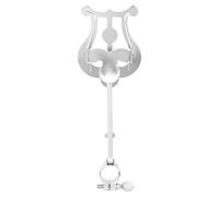 Housoutil Portable Piccolo Music Score Holder with Secure Clamp and Anti-slip Iron Design, Adjustable Sheet Music Stand for Live Performances and Practice Sessions, Silver Minimalist Style