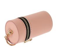 Housoutil Portable Round Cylindrical Pu Coin Case with Zipper Lightweight Coin Holder Pouch and Lipstick Organizer Bag for Money Collection and Travel Storage