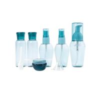 Housoutil Portable Travel Bottle Containers Set with 9 Refillable Blue Bottles Made of Pp Pet Pe, Easy to Carry and Store Liquids, for Shower Gels and Essences on Business Trips Or Holidays