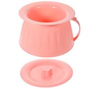 Housoutil Portable Urinal Toilet with Lid for Grandparents and Pregnant Women, Practical Pink Pp Chamber Pot with Flat Base, Stable and Easy to Use Bedside Toilet Pot for Household