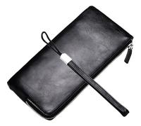 Housoutil Portable Wallet Multi-Function Long Purse Compact Design Pu Leather Practical Comfortable Touch Feeling for Relatives and Family Daily Use Large Capacity Black