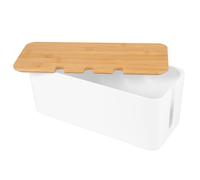 Housoutil Power Cord Management Box Desk Cable Organizer for Tidy Storage Modern Design Durable Construction Space Saving for Use White