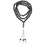 Housoutil Prayer Beads String Necklace for Pilgrimage and Worship Black Glass Smooth and Comfortable Wearing, Vintage Retro Look Spiritual Bracelet for Friends Who Love Buddhism
