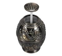 Housoutil Press Type Toothpick Holder with Stable Structure and Easy to Store Design, Copper Material Portable Toothpick Dispenser for Home and Hotel Use, Chic Vintage Style Storage Box