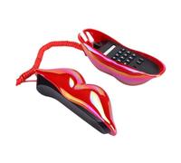 Housoutil Red Lip Telephone Corded Landline Phone Red Decorative Ornament Creative Household Desk Decor Vintage Retro Style for Home Office Use
