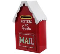 Housoutil Red Metal Letters to Santa Mailbox Piggy Bank with Slot Wall Mounted Tabletop Festive Mailbox for Christmas Decor Card Collection Treats and Holiday Party Storage