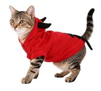 Housoutil Red Plush Three-dimensional Devil Pet Halloween Costume Warm Dog Clothes Outfit for Puppy Festive Dress-up