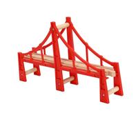 Housoutil Red Wooden Train Track Bridge Building Blocks Set DIY Creative Railway Compatible with All Tracks for Boys Birthday