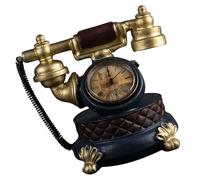 Housoutil Retro Desktop Clock Phone Model 18X14X13Cm Resin Vintage Artistic Photo Prop Office Decoration for Home Bookshelf
