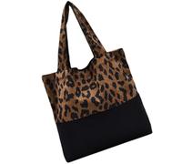 Housoutil Retro Leopard Print Canvas Tote Bag for Women with Large Capacity and Comfortable Hand Feel, Versatile Shoulder Bag Suitable for Shopping Market and Work