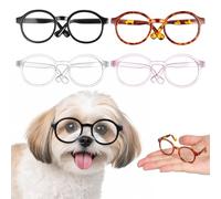 Housoutil Reusable Lightweight Plastic Pet Glasses 4pcs Fashionable Cute Accessories with Cat and Dog Design for Small Dogs and Pets, for Party Cosplay and Indoor Use