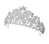 Housoutil Rhinestone Butterfly Bride Tiara Crown Hairband Silver Wedding Headdress for Women Bridesmaids Prom Hair Accessory