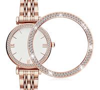 Housoutil Rhinestone Watch Case Protector Ring for Watch Decorative Cover with Sparkling Edges Lightweight and Stylish Protective Screen Cover Rose Gold Bling Accessory