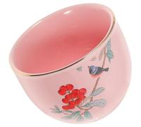 Housoutil Ru Kiln Crackle Glaze Ceramic Tea Cup Small Retro Pink Fruit Design Chinese Teacup for Gongfu Tea Drinking Home and Office Use