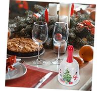 Housoutil Rural Ceramic Hand Bell with Christmas Pattern Restaurant Call Bell for Dinner Meetings Parties Hotels Schools and Festive Decorations