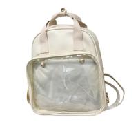 Housoutil School Backpack for Beige Pu+pvc for Super Spacious Interior and Smoothly Zippered Design, for School and Travel Use