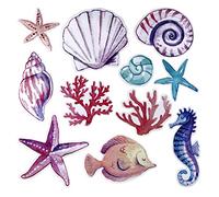 Housoutil Sea World Wall Stickers Mural Art Sticker DIY Removable Shell Wall Art for Bedroom Bathroom