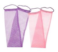 Housoutil Shower Mesh Exfoliating African Net Bath Scrubber 2Pcs Set Purple Pink Body Washcloth with Pull-Cord for Effective Skin Renewal