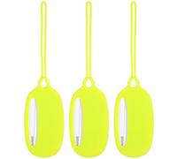 Housoutil Silicone Luggage Tags Set 3 Yellow-Green with Bendable Strap for Suitcases and Strollers Luggage Identification for Air Travel