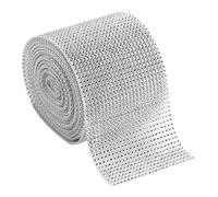 Housoutil Silver 24-row Rhinestone Trim Ribbon for Wedding Napkin Holders, Sparkling Crystal Mesh Strip for Cake Decoration and Party Crafts, Cuttable Bling Wrap for Birthday and Christmas