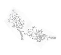 Housoutil Silver Flower Embroidery Patch Beautiful Shape and Design Thick Polyester Material 1 Pair for Clothes for Cheongsam and Formal Dress Decoration