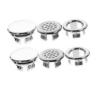 Housoutil Sink Overflow Ring Replacement 6 Pack Bath Sink Overflow Cover Universal Decorative Wash Basin Accessory Easy Install for Bathroom Vanity