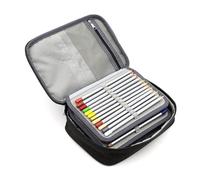 Housoutil Slots Colored Pencil Case Large Capacity Portable Zipper Pencil Bag with Pages for Art Office Makeup Supplies Lightweight Organizer Pouch for Pens Markers Brushes Black