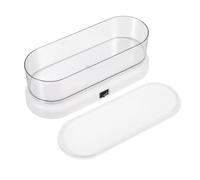 Housoutil Small Cleaner Glasses Cleaner White Abs for Home Use Lightweight Jewelry Clean Machine 2 X Aaa Battery