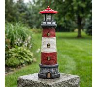 Housoutil Solar Lighthouse Outdoor Statues, 360° Rotating Beacon Garden Lighthouse, 15" Light House for Outside Garden Yard Decor, Waterproof Resin Nautical Figurines for Patio Lawn Landscape Lighting