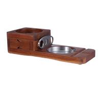 Housoutil Solid Wood Cigar Ashtray Box with Drawer and Stand for Men | Stainless Steel Insert, Whiskey Glass Tray, Portable Support for Business Settings and Entertainment Space