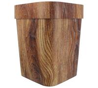 Housoutil Square Wood Grain Trash Can 13-Gallon Multi-Function Garbage Storage Bucket Without Lid, Coffee Color 30.5cm Height x 24cm Width, Suitable for Bathroom and Office Use