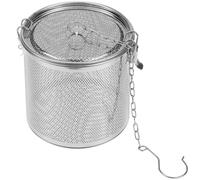 Housoutil Stainless Steel 16cm Elevated Spice Basket Strainer for Soup and Stew, Multipurpose Seasoning Filter Hamper for Kitchen Cooking and Brining