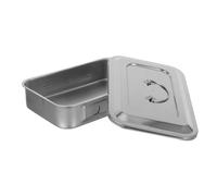 Housoutil Stainless Steel Lab Tray with Cover, Square Silver Sterilized Box Organizer for Laboratory Samples and Tools, Scientific Research and Lab Operations