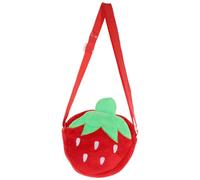 Housoutil Strawberry Plush Bag Casual Pouch for Lightweight Velour Material Strawberry-shaped Cartoon Design Reasonable Volume Easy to Store for Outdoor Use Random Color