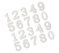 Housoutil Stylish and Attractive Decorative Rhinestone Iron on Number Patches White 20pcs Creativity with Easy Application for Clothing and Shoes on and Non-Woven Fabrics