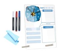 Housoutil Tabletop Clock Dry Erase Memo Writing Board Acrylic and Cloth Material Display Not Easy to Break No Battery for Desktop Efficient Time and Task Management