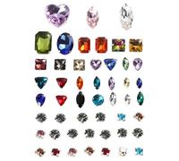 Housoutil Teardrop Water Drop Shape 50pcs Glass Crystal Rhinestones Colorful with Flat Metal Base Random Color Random Style for Sewing on Costume and Jewelry Accessories