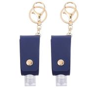 Housoutil Travel Bottle Keychain Holders 2 Sets 30Ml PU Leather Covers with Key Ring for Backpack and Bag Attachment