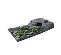 Housoutil Turtle Ramp for Tank with Suction Cups, Resin Basking Platform and Cozy Resting Area, Easy to Clean Island Dock for Tortoises and Frogs in Reptile Tanks and Aquariums