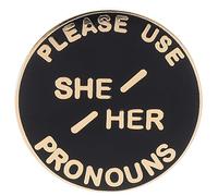 Housoutil Unique Pin Pronoun Brooches Lightweight Alloy Circular Badge with Fine Craftsmanship Stylish Design Assorted Colour for Fashion Setting and Workplace