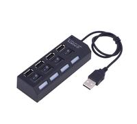 Housoutil Usb 2.0 4-port Hub with Individual Power Switch for Laptop and Pc Usb Splitter Data Expansion Hub Compatible with Windows Xp Vista 7 8 10 Black Portable for Work and Travel