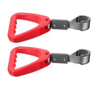 Housoutil Vehicle Grab Grip 2pcs for Elderly and Disabled Passengers Red Plastic Handle Rings Easy Installation and Versatile Use for Train and Public Transportation