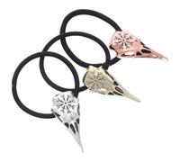 Housoutil Viking Hair Accessories Comfortable to Wear 3pcs Skull Ponytail Holders Easy to Take for Thick Hair for Halloween Costume Parties