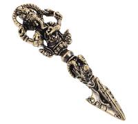 Housoutil Vintage Brass Tibetan Phurba Demon Pestle Pendant Turquoise Charm, Small Metal Vajra Dorge Figurine for Meditation and Home Feng Shui Decoration