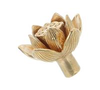 Housoutil Vintage Lotus Flower Brass Cabinet Knobs with Artistic Elegance, Easy to Install Decorative Drawer Pulls for Kitchen and Wardrobe Furniture, Retro Style Antique Brass Door Handles