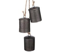 Housoutil Vintage Rustic Cow Bell Christmas Decoration Jute Rope, Metal Bell Patina Finish, 1pcs Country Style Hanging Ornament for Xmas Tree and Window