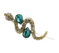 Housoutil Vintage Snake Lapel Pin Rhinestone Brooch for Coat, Zinc Alloy Material, Versatile Accessory Unique Green Snake-shaped Design for Special Occasions