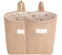 Housoutil Wear-resistant Hanging Storage Basket 2pcs Cotton Linen Creative Organizer for Desktop Clothing Container with Simple but Not Simple Style